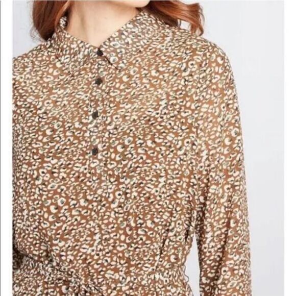 ModCloth Brown Leopard Print "A Fine Design" Shirt Dress - Picture 6 of 13